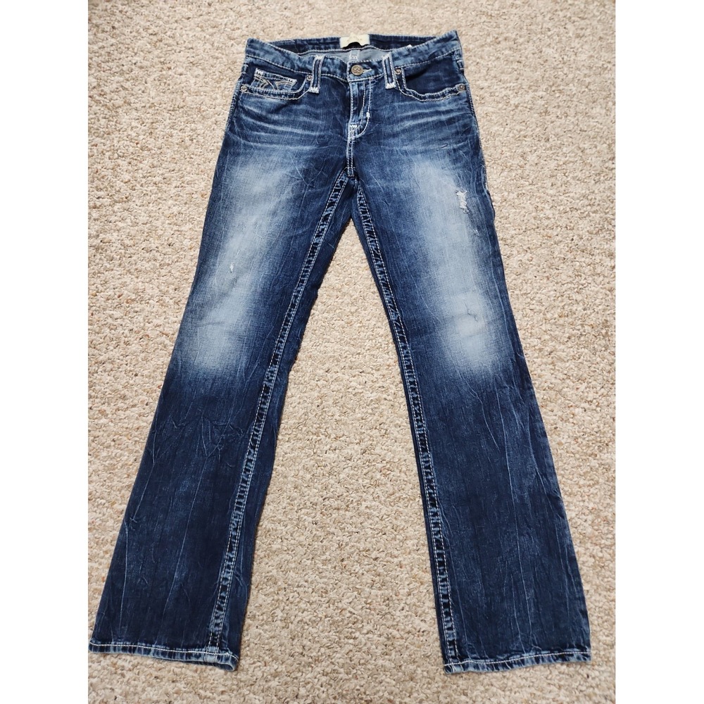 Big Star Maddie Bootcut Jeans 29R Women Dark Wash Distressed Y2K Slim Fit 29x31